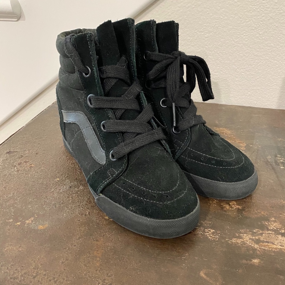 Vans Women's Sk8 Hi Black Wedge Shoes Size 8